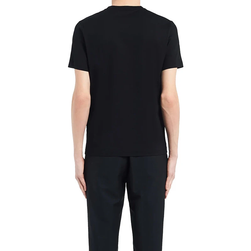 商品Prada|【预售3-7天】普拉达  男士黑色弹力棉Logo刺绣短袖T恤UJM564_1UOR_F0002_S_092,价格¥5339,第6张图片详细描述