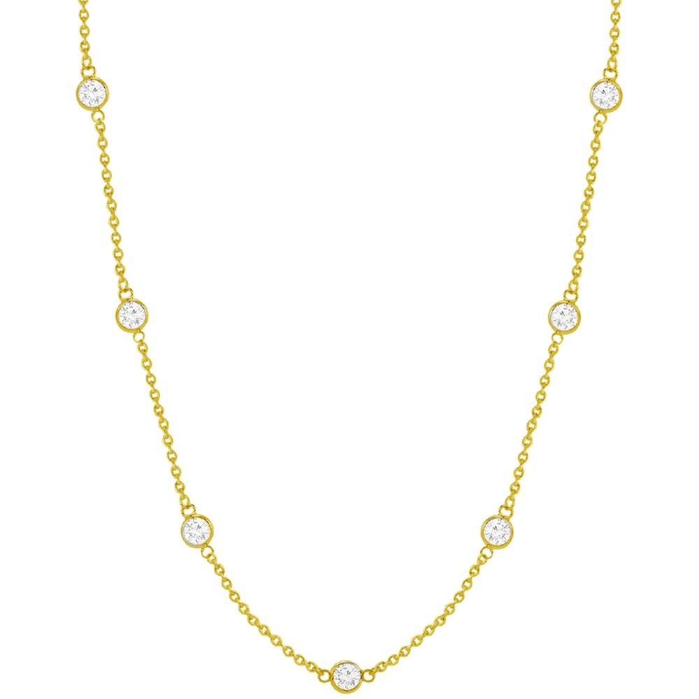 Cubic Zirconia Station 24" Statement Necklace in Silver or Gold Plate商品第1张图片规格展示