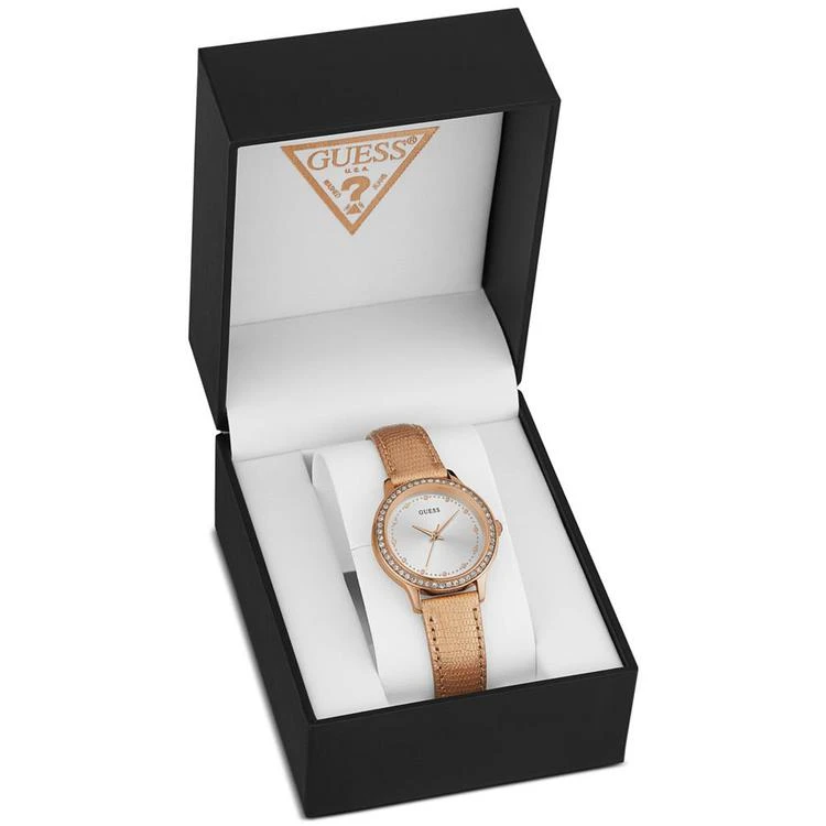 商品GUESS|Women's Rose Gold-Tone Leather Strap Watch 30mm, Created for Macy's,价格¥561,第1张图片