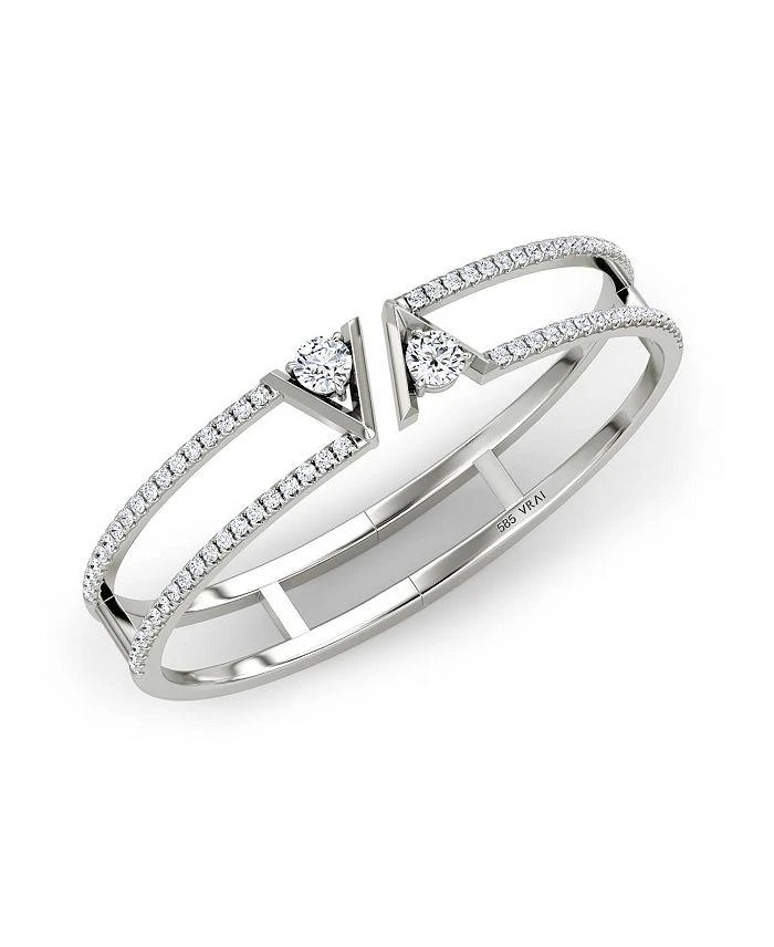 商品VRAI|V Double Row Pave Bangle Bracelet in 14K White Gold, 2.44ctw Round Brilliant Lab Grown Diamonds,价格¥46336,第2张图片详细描述