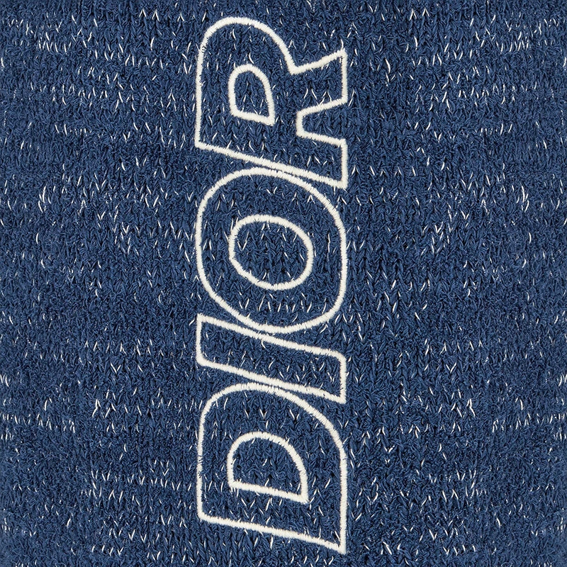 商品Dior|【预售3-7天】DIOR/迪奥 22年春夏新款 男士蓝色棉质混纺短袖针织衫毛衣293M645AT387_C580,价格¥6779,第5张图片详细描述