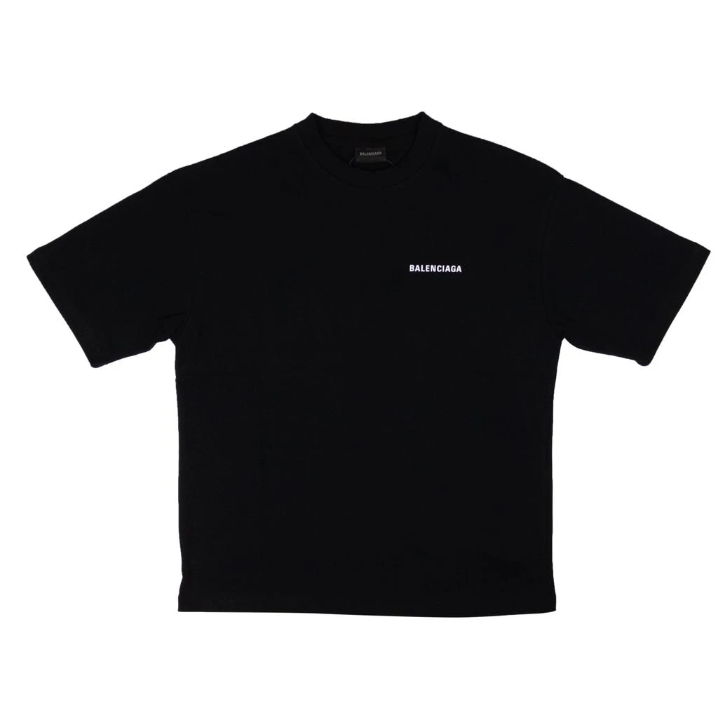 商品Balenciaga|BALENCIAGA Black Logo Cotton Large Fit T-Shirt,价格¥3534,第1张图片