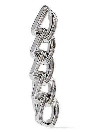 商品NOIR JEWELRY|Chain Gang rhodium-plated crystal ear cuffs,价格¥299,第2张图片详细描述