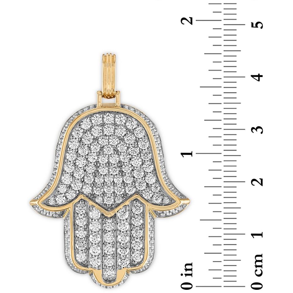 Cubic Zirconia Pavé Hamsa Hand Pendant in Sterling Silver & 14k Gold-Plate, Created for Macy's商品第3张图片规格展示