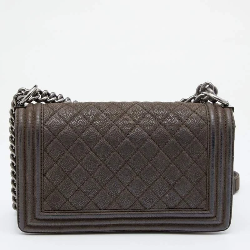 商品[二手商品] Chanel|Chanel Dark Brown Quilted Nubuck Leather Medium Boy Bag,价格¥18228,第4张图片详细描述