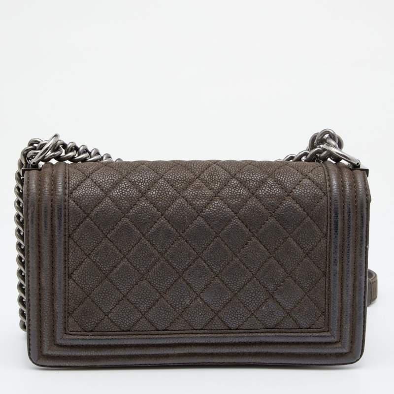 商品[二手商品] Chanel|Chanel Dark Brown Quilted Nubuck Leather Medium Boy Bag,价格¥20420,第6张图片详细描述