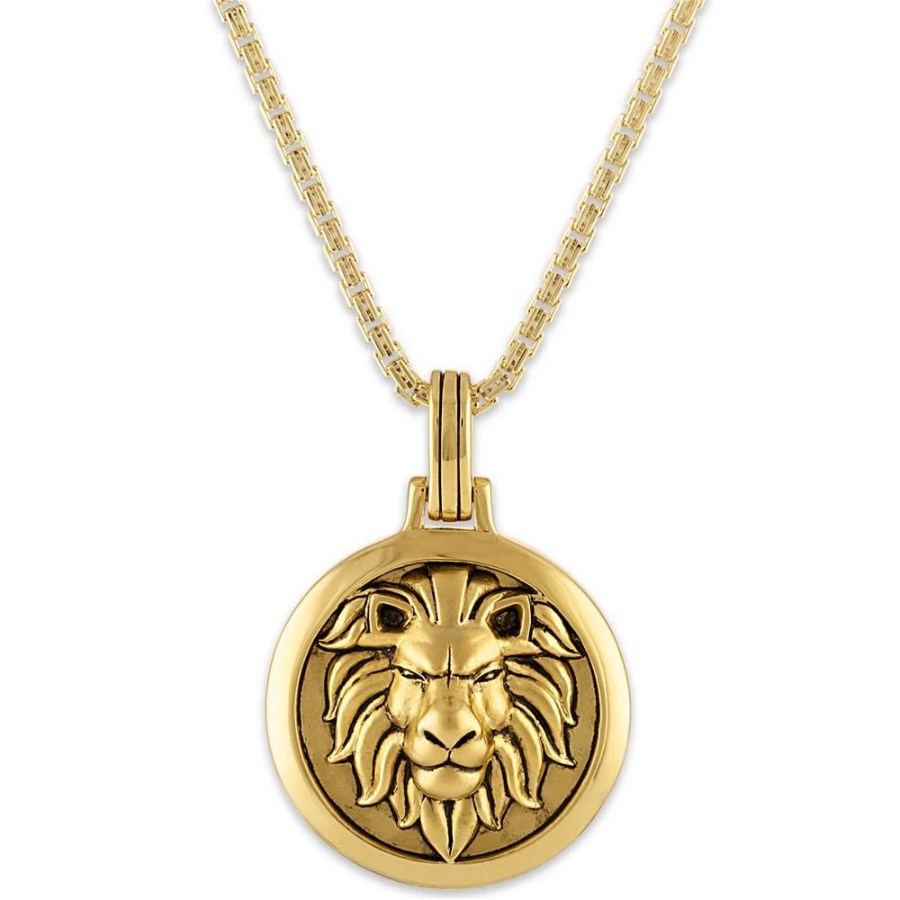 商品Esquire Men's Jewelry|Lion Amulet 24" Pendant Necklace in 14k Gold-Plated Sterling Silver, Created for Macy's,价格¥2844,第1张图片