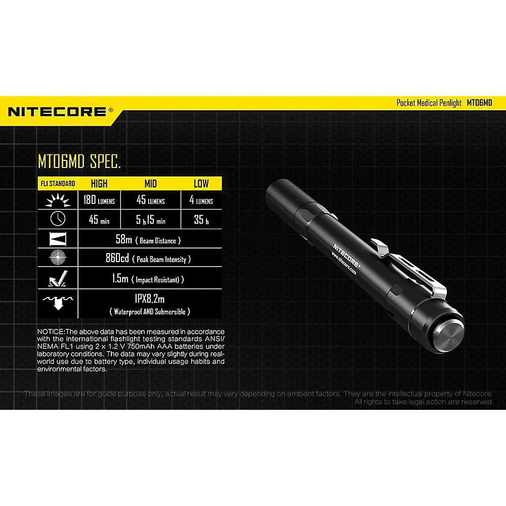 商品NITECORE|NITECORE MT06MD 180 Lumen Nichia 219B 2xAAA LED Penlight - MT06 Upgrade,价格¥264,第2张图片详细描述