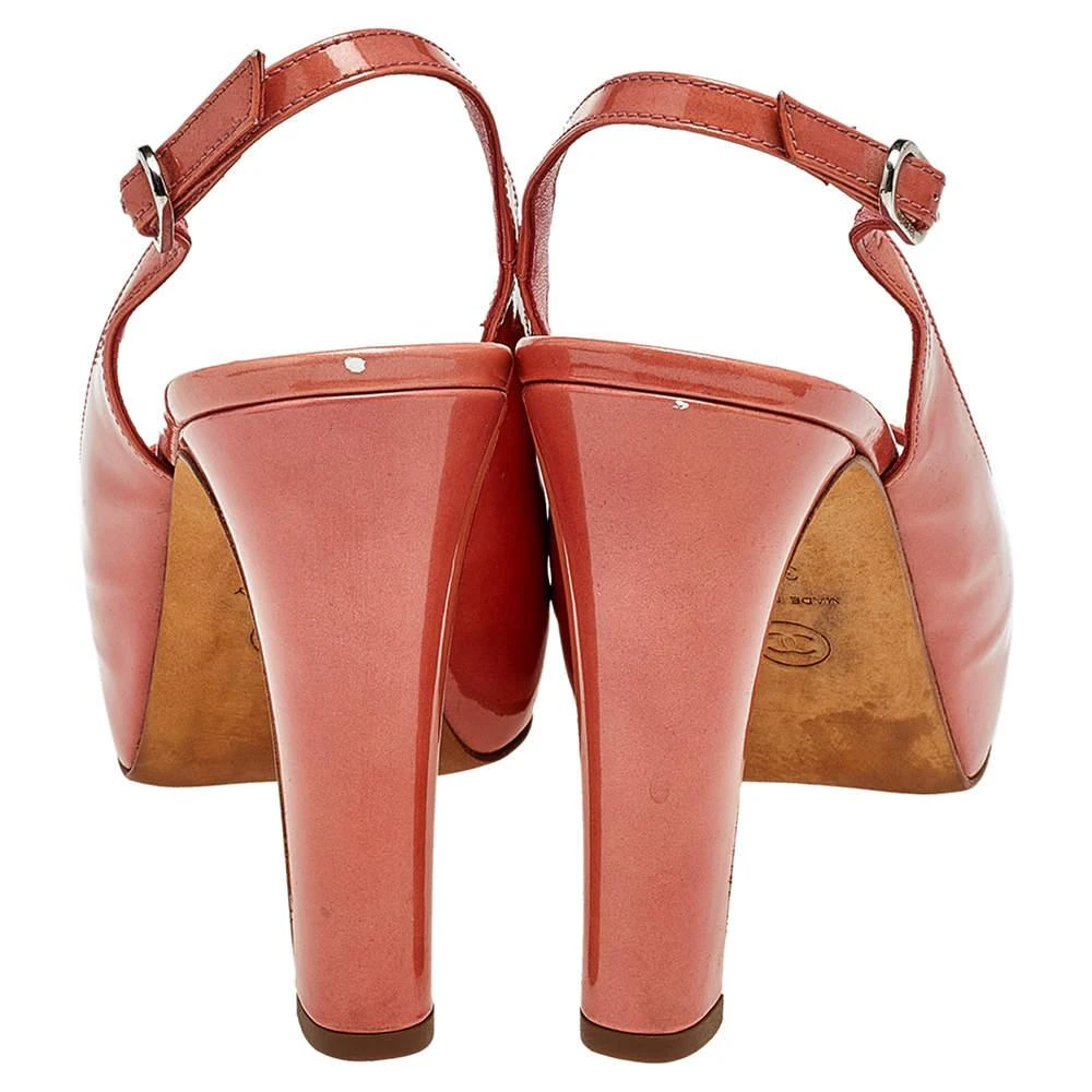 商品[二手商品] Chanel|Chanel Orange Patent Leather Platform Slingback Sandals Size 38.5,价格¥2055,�第5张图片详细描述