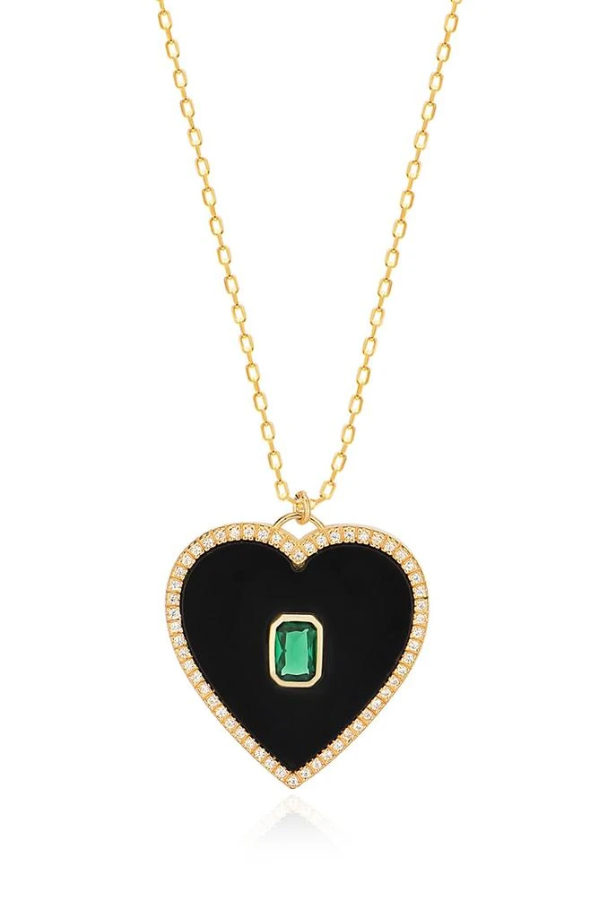 商品Gabi Rielle|14K Gold Plated Sterling Silver Enamel & CZ Heart Pendant Necklace,价格¥412,第1张图片