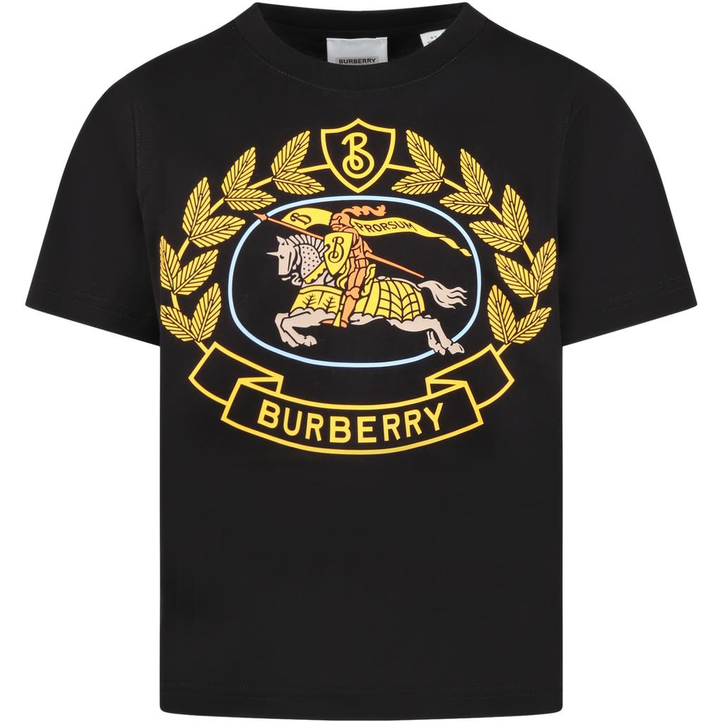 Burberry Black T-shirt For Boy With Logo商品第1张图片规格展示