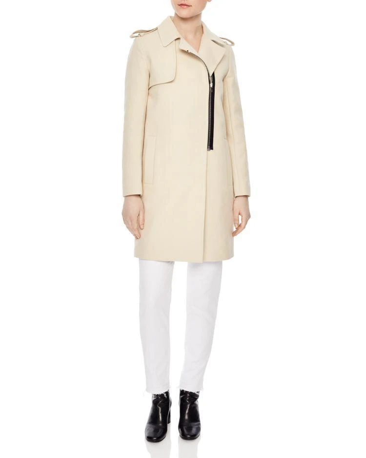 商品Sandro|Croisiere Zip-Front Trench Coat,价格¥2787,第1张图片