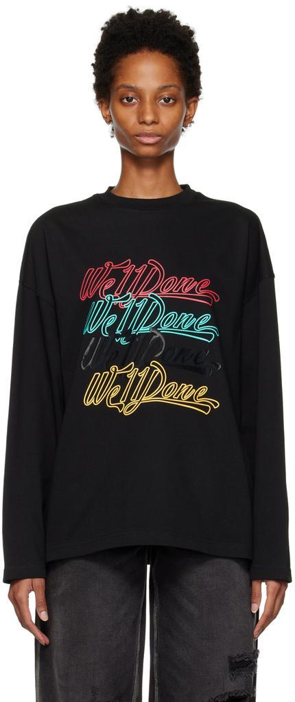商品We11done|Black Rainbow Long Sleeve T-Shirt,价格¥786,第1张图片