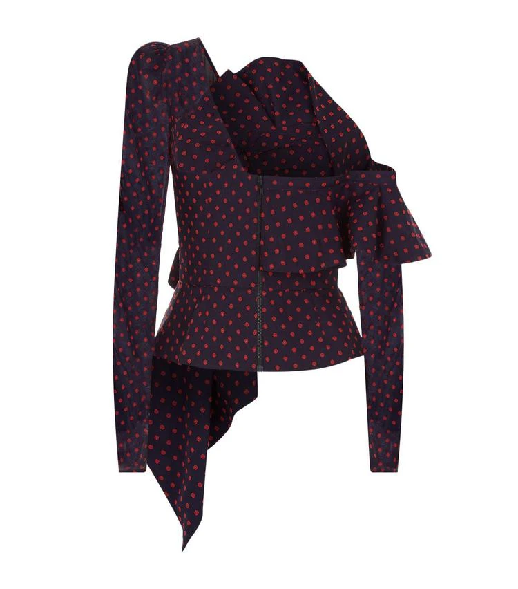 商品Self Portrait|Plumetis Polka Dot Frill Top,价格¥2435,第2张图片详细描述