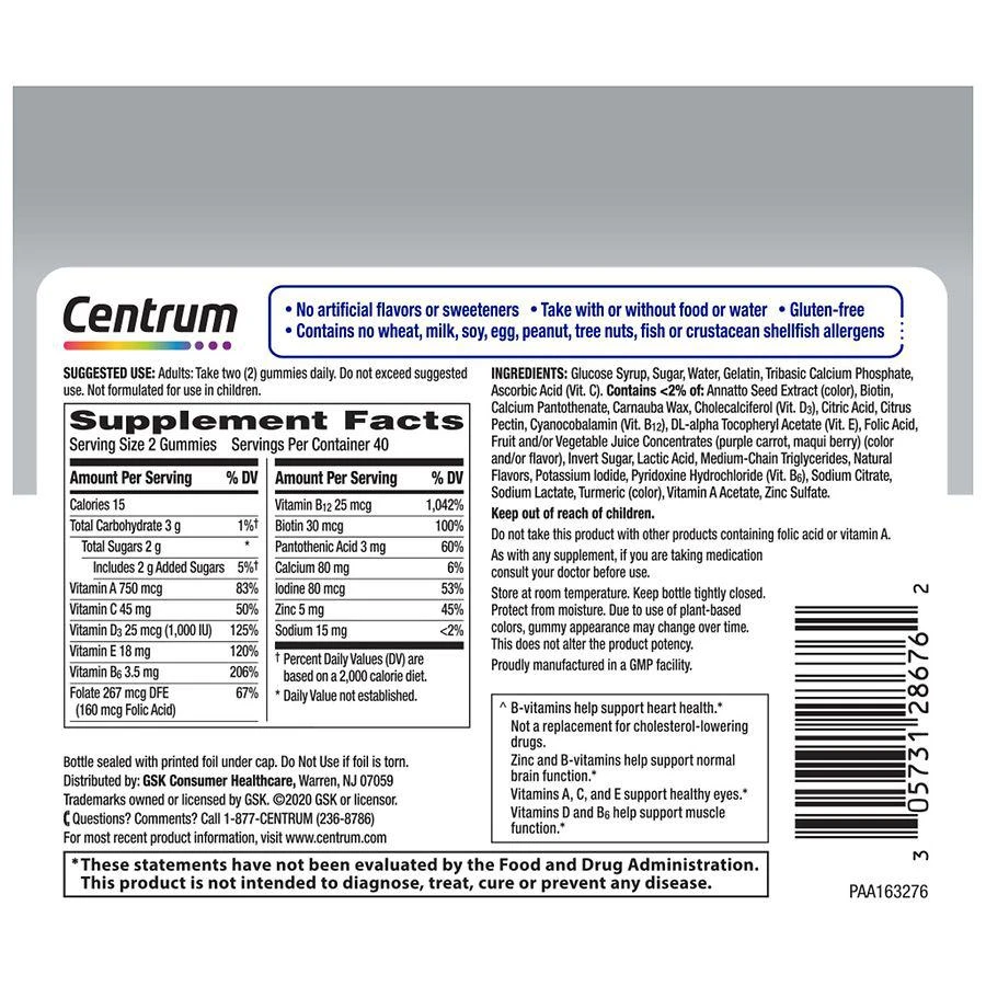 商品Centrum|男士多维软糖适用年龄50+ 什锦水果味,价格¥125,第3张图片详细描述