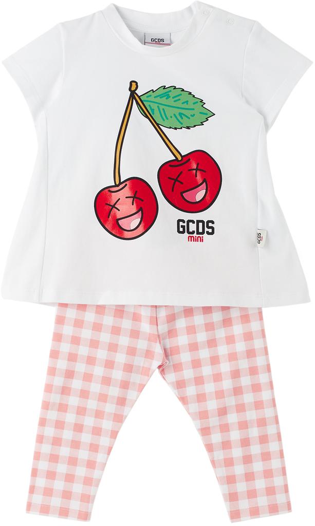 Baby White & Pink T-Shirt & Leggings Set商品第1张图片规格展示