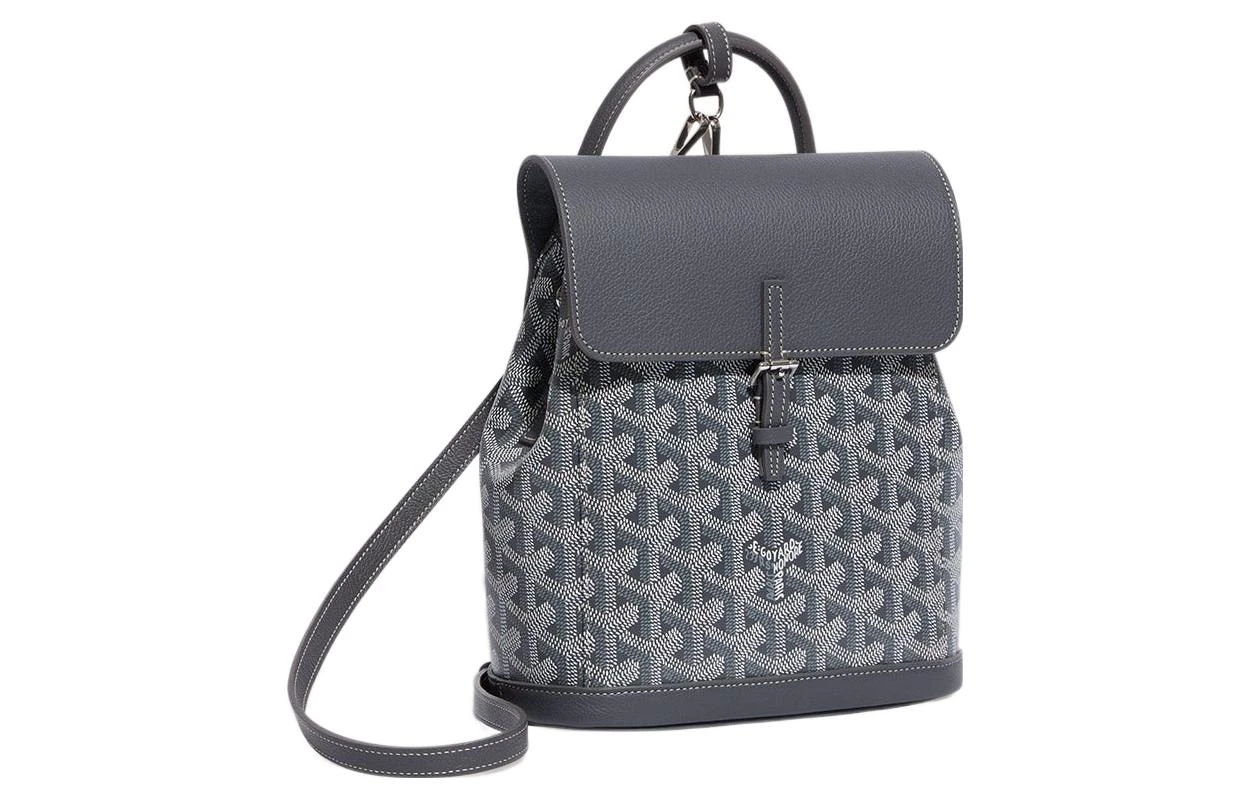 商品[国内直发] Goyard|戈雅 Alpine 老花满印可拆卸可调节肩带帆布拼牛皮背包双肩包 迷你 女款 灰色,价格¥30978,第3张图片详细描述