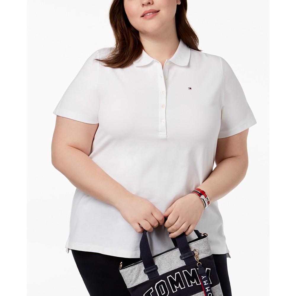 商品Tommy Hilfiger|Plus Size Piqué Polo Shirt, Created for Macy's,价格¥228,第1张图片