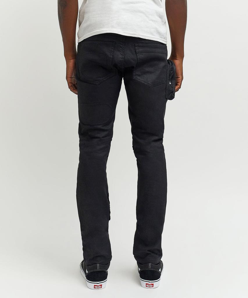 Sylvester Multi Pocket Utilty Waxed Cotton Embroidered Denim Jeans - Black商品第9张图片规格展示
