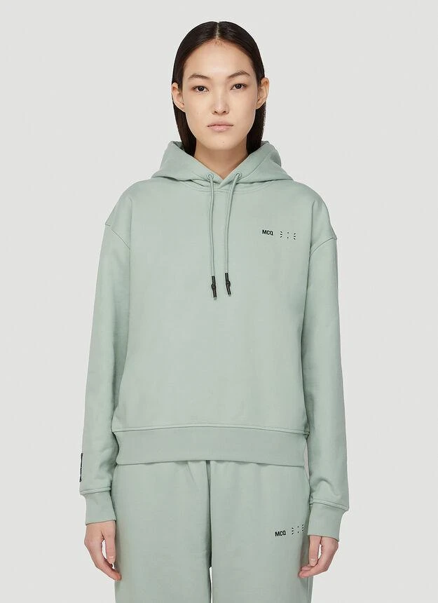 商品Alexander McQueen|IC0 Logo Print Hooded Sweatshirt in Light Green,价格¥767,第1张图片