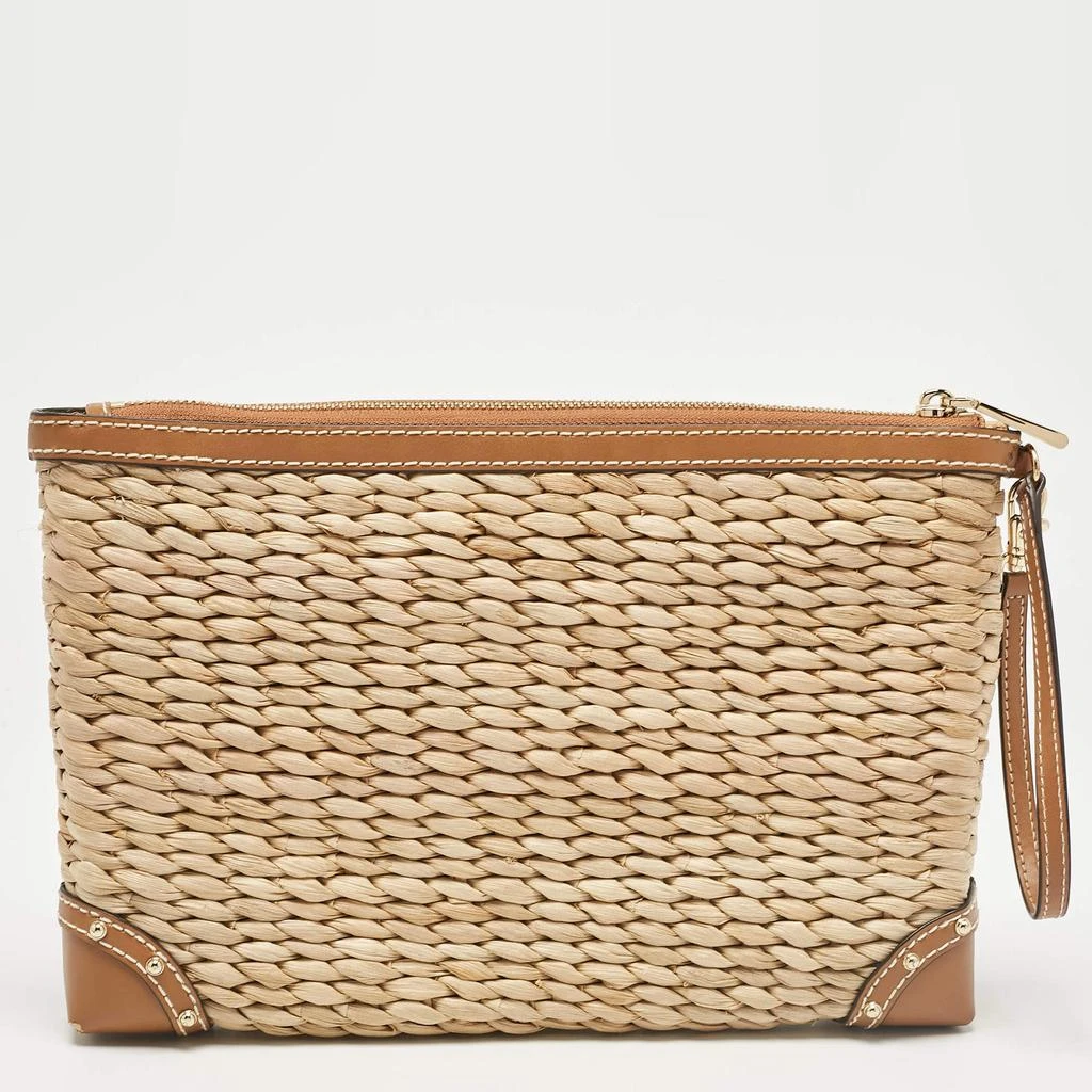 商品[二手商品] Michael Kors|Michael Kors Tan Wicker Malibu Wristlet Zip Pouch,价格¥878,第4张图片详细描述