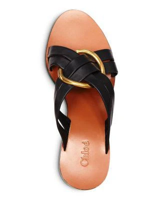 商品Chloé|Women's Rony Leather Mid-Heel Sandals,价格¥1535,第3张图片详细描述