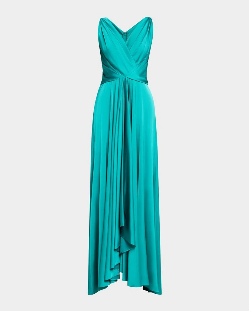 商品Talbot Runhof|Sleeveless Draped Voile Satin Gown,价格¥15576,第1张图片