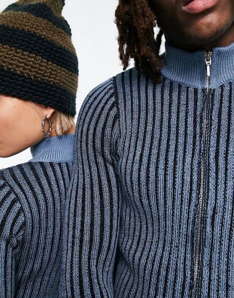 商品COLLUSION|COLLUSION Unisex knitted zip through jumper in tonal blue,价格¥201,第3张图片详细描述
