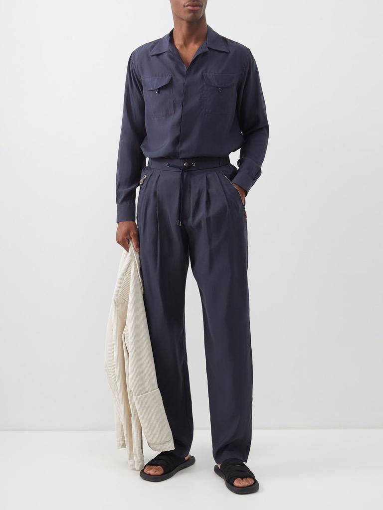 Zip-pocket lyocell-blend poplin trousers商品第2张图片规格展示