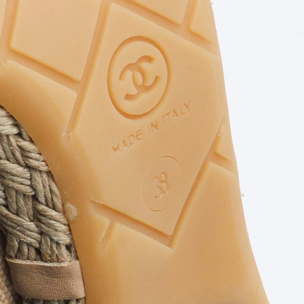 Chanel Beige/Black Canvas CC Cap Toe Espadrille Booties Size 38 商品