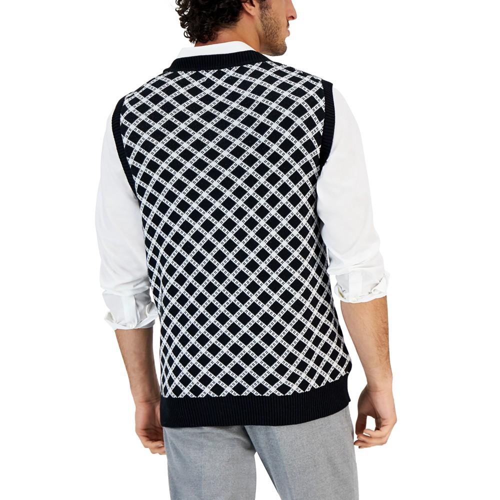 Men's Diamond-Print V-Neck Sweater Vest, Created for Macy's商品第2张图片规格展示