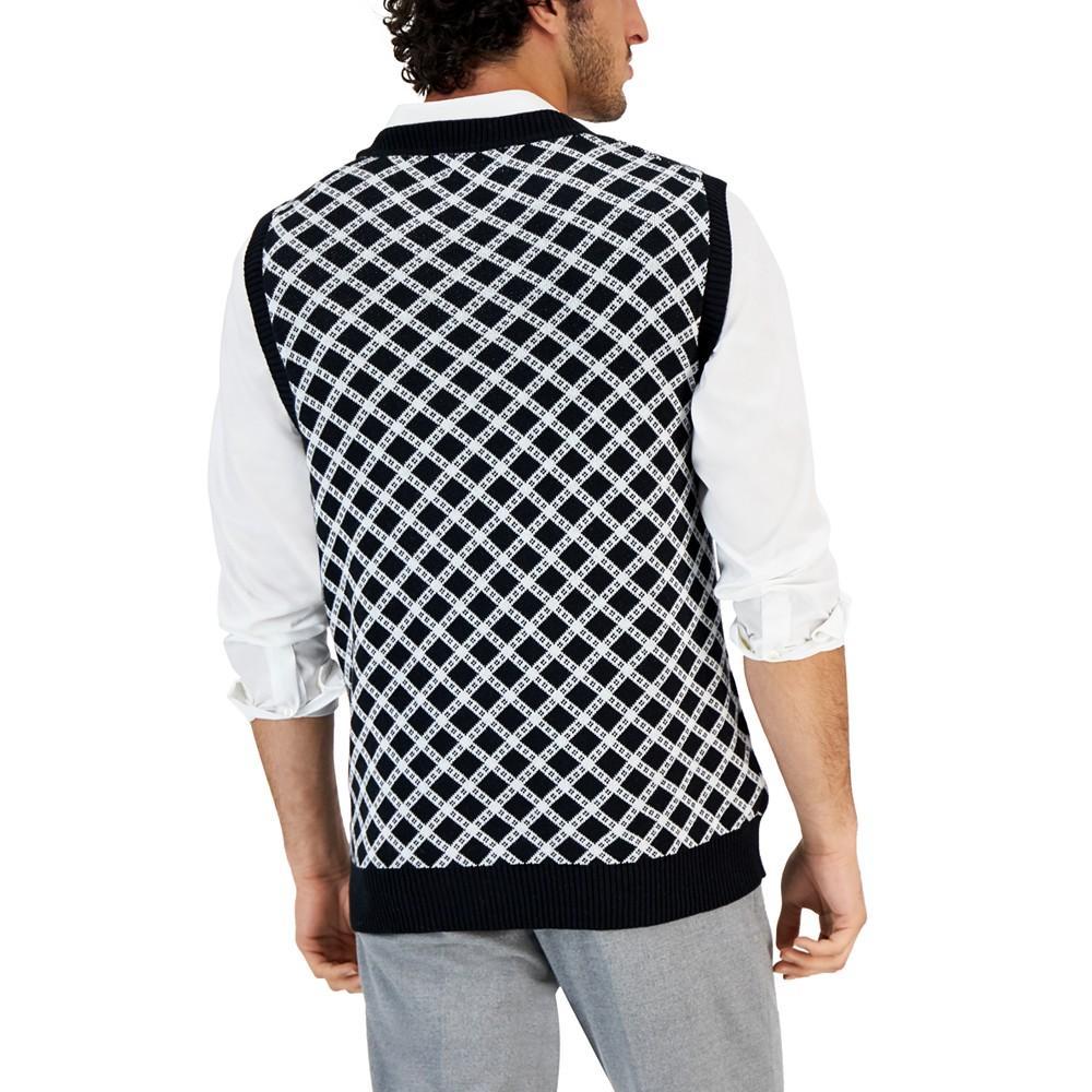 商品Club Room|Men's Diamond-Print V-Neck Sweater Vest, Created for Macy's,价格¥210,第4张图片详细描述