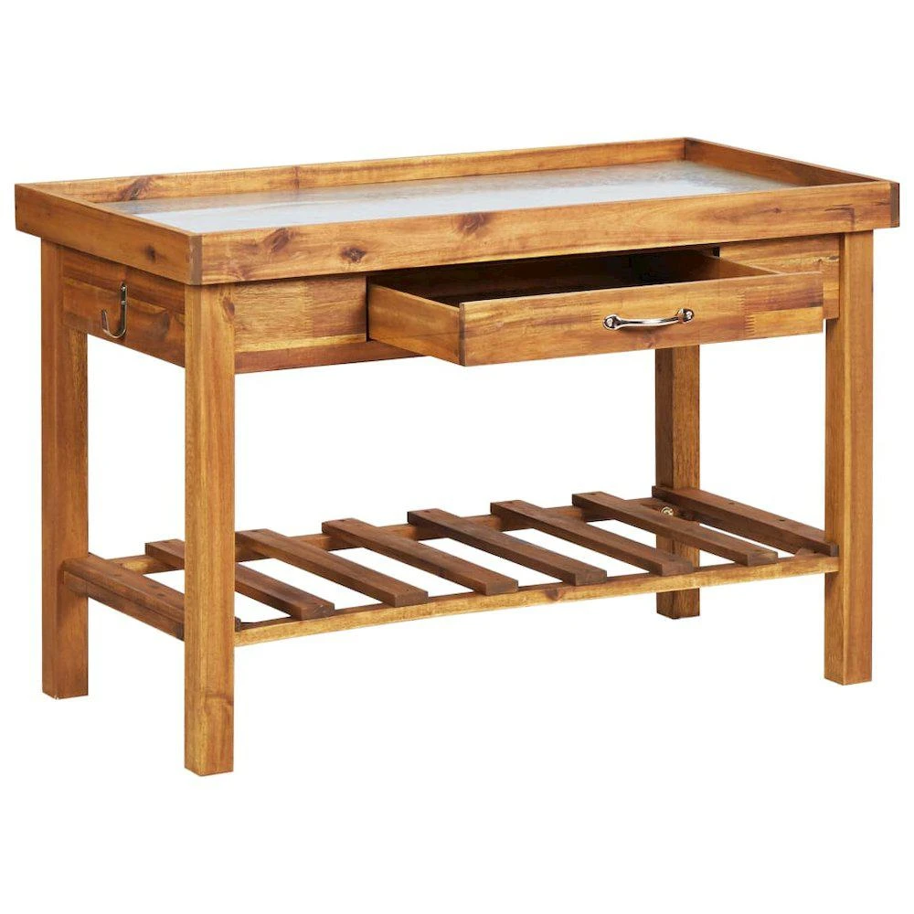 商品VidaXL|Garden Work Bench with Zinc Top Solid Acacia Wood, 46561,价格¥2368,第3张图片详细描述