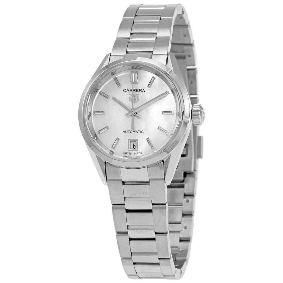 商品TAG Heuer|Carrera Automatic White Mother of Pearl Dial Ladies Watch WBN2410-BA0621,价格¥15223,第1张图片