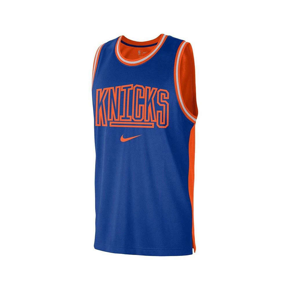 商品NIKE|Men's Blue and Orange New York Knicks Courtside Versus Force Split DNA Performance Mesh Tank Top,价格¥322,第2张图片详细描述