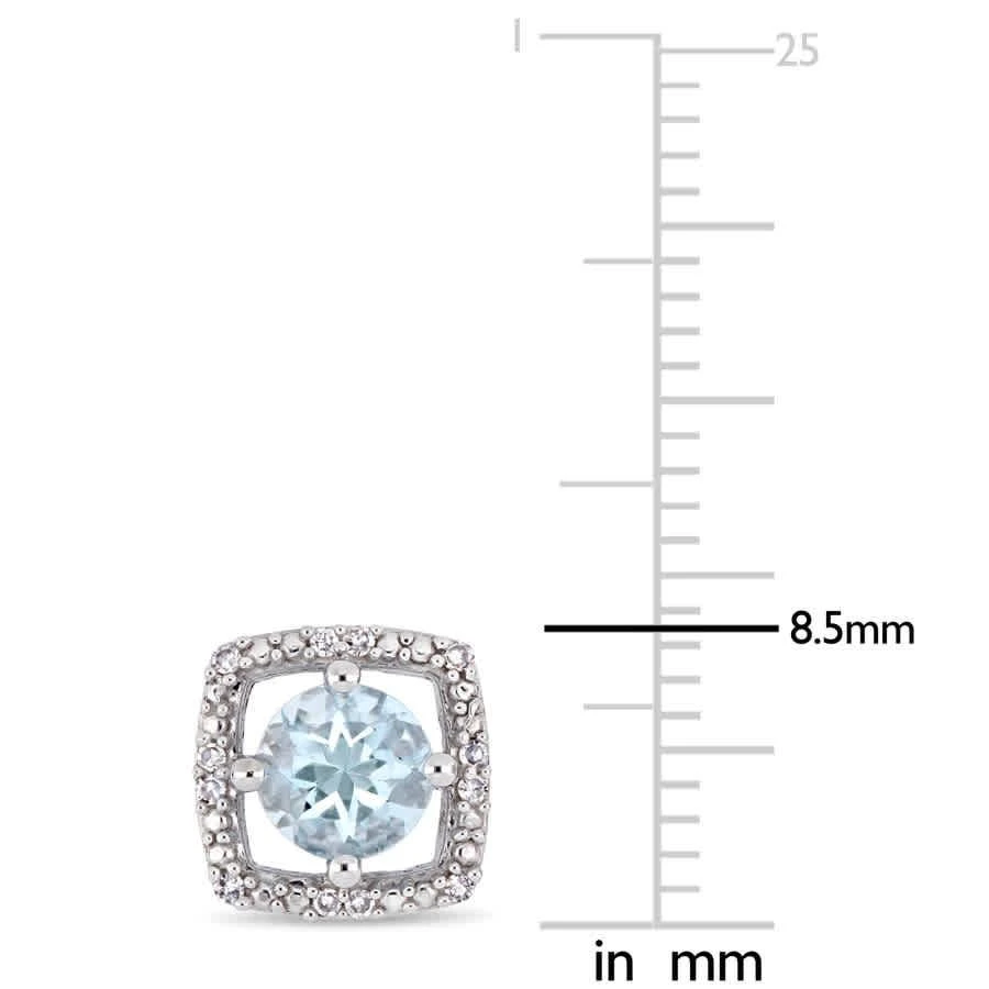 商品Amour|4/5 CT TGW Aquamarine and Diamond Square Halo Stud Earrings In 10K White Gold,价格¥1674,第2张图片详细描述