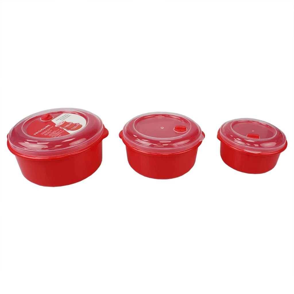 商品Home Basics|Home Basics Microwave Safe Plastic Round Food Storage Containers, (Pack of 3), Red,价格¥186,第4张图片详细描述