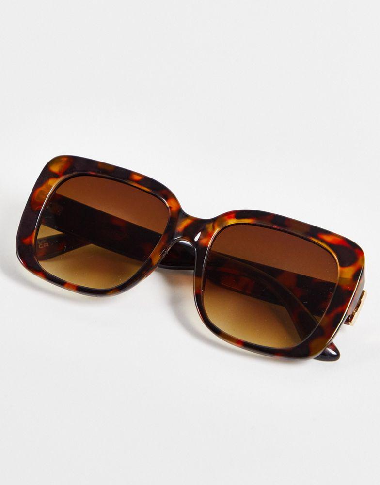 ASOS DESIGN frame oversized 70s square sunglasses in caramel tort商品第2张图片规格展示