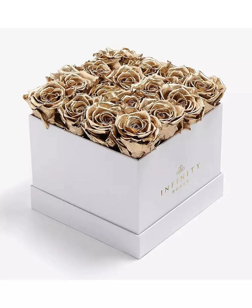 商品Infinity Roses|Square Box of 16 Gold Real Roses Preserved to Last Over A Year,价格¥1495,第1张图片