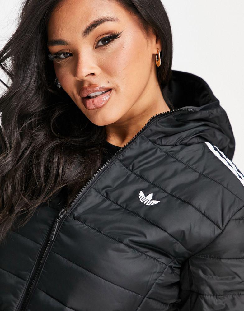 adidas Originals slim trefoil puffer jacket in black商品第3张图片规格展示