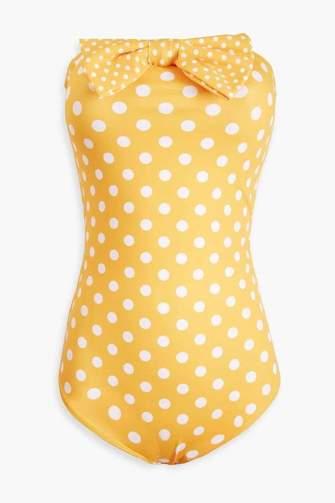 商品CAROLINE CONSTAS|Evanna bow-embellished polka-dot bandeau swimsuit,价格¥340,第1张图片