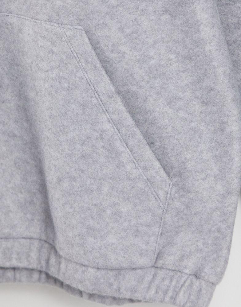 ASOS DESIGN oversized polar fleece hoodie in grey marl商品第4张图片规格展示