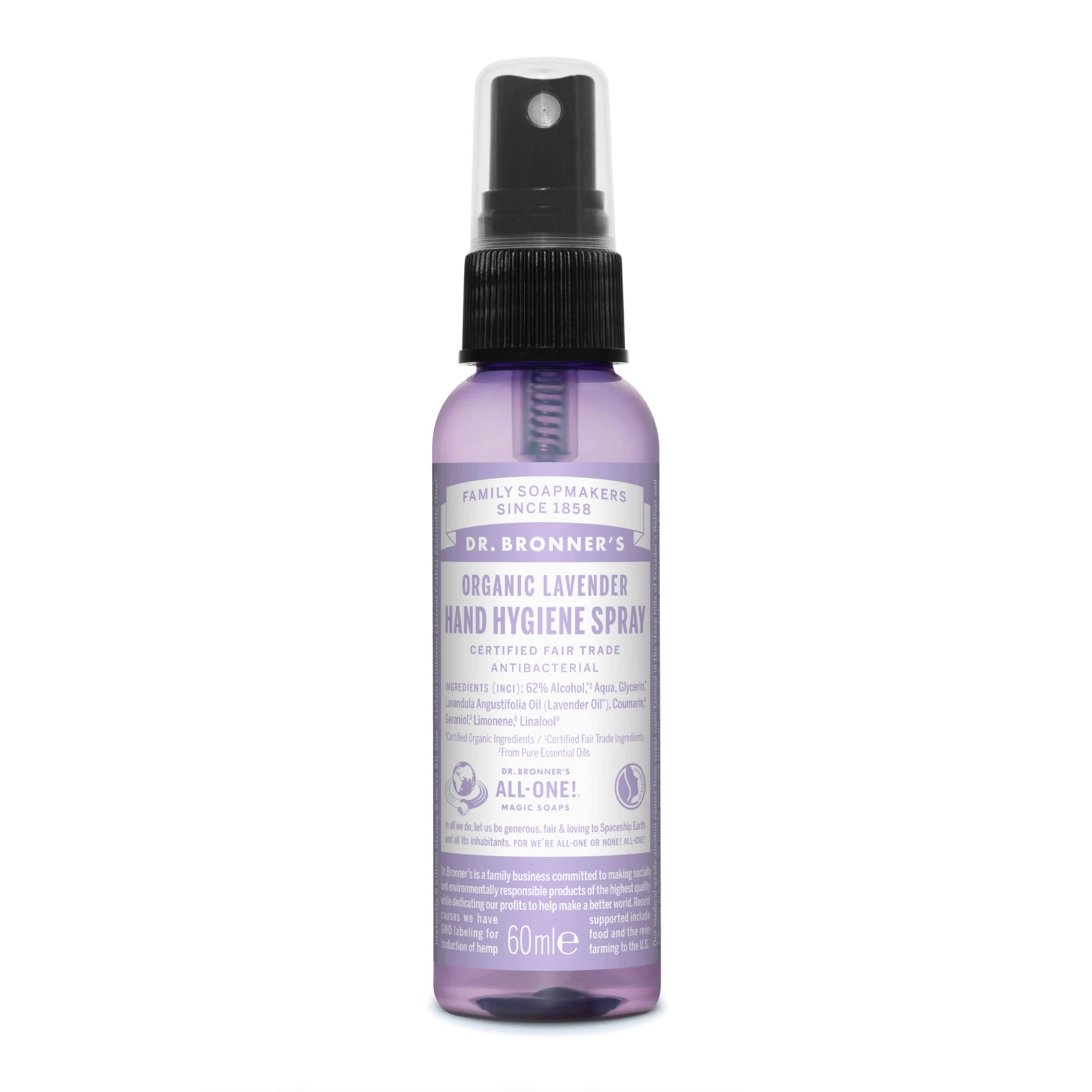 商品Dr. Bronner's|Dr Bronner's 布朗博士 有机薰衣草手部免洗消毒喷雾 60ml,价格¥58,第1张图片