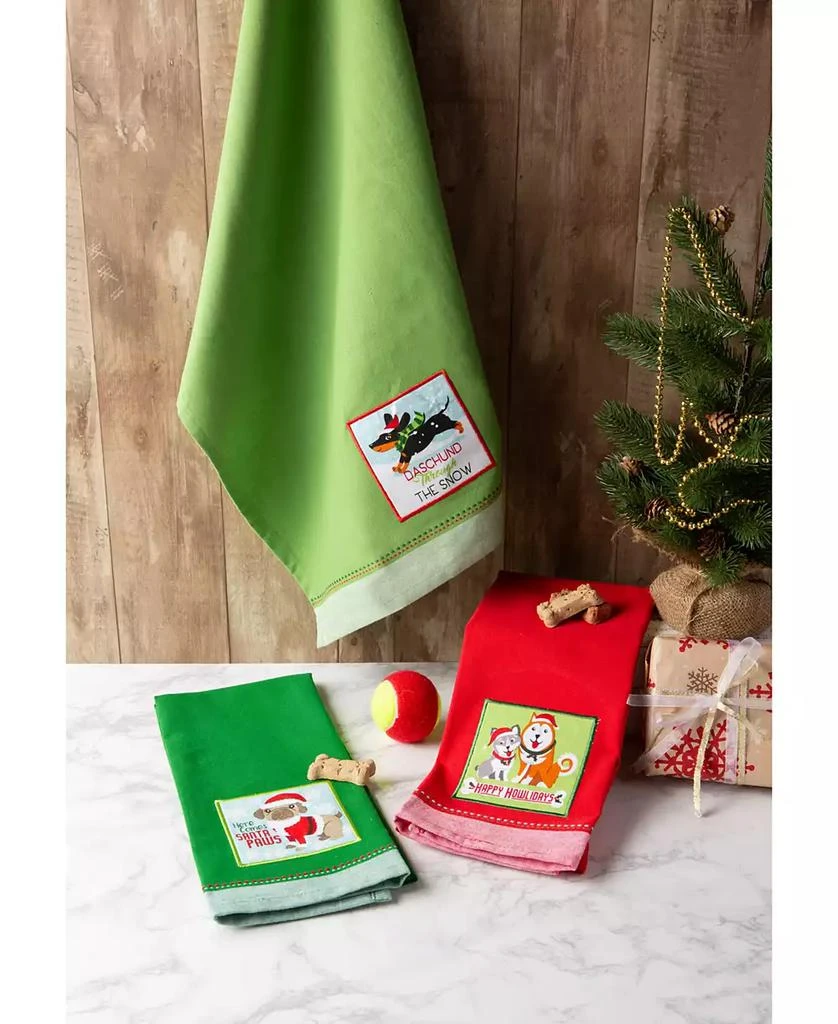 Assorted Holiday Pup Embellished Dishtowel Set 商品