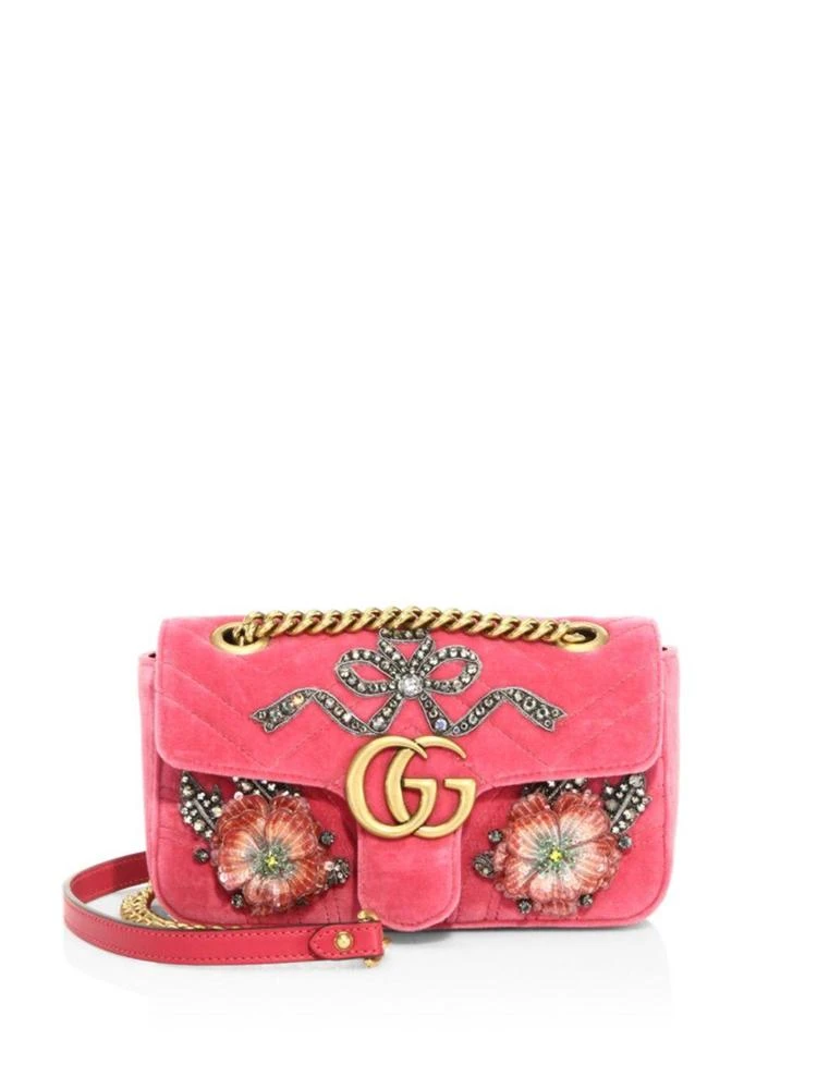 商品Gucci|GG Marmont Mini Embroidered Velvet Chain Shoulder Bag,价格¥21737,第1张图片