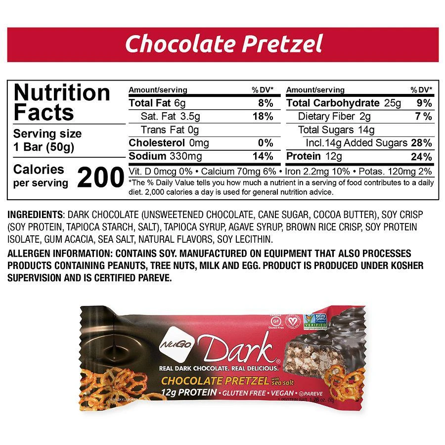 商品NuGo Dark|Protein Bar Chocolate Pretzel,价格¥15,第3张图片详细描述