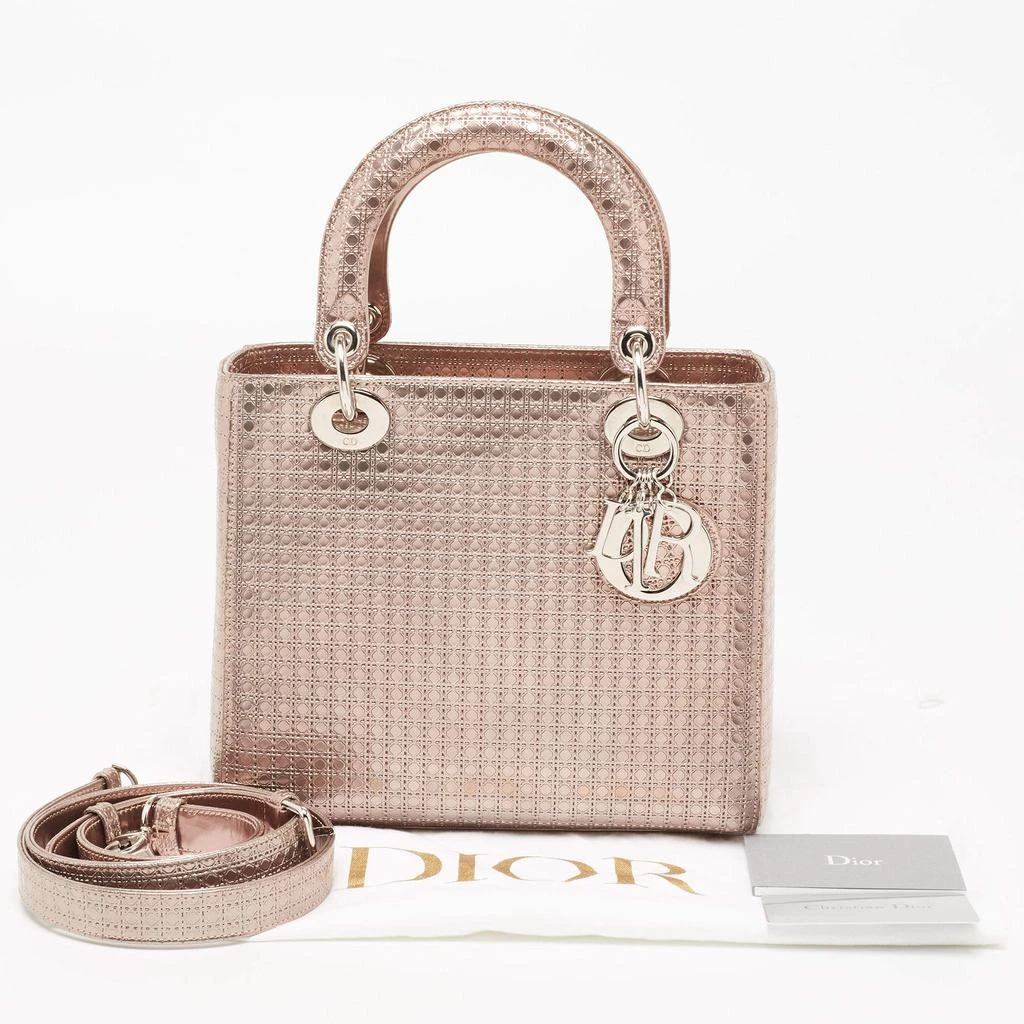 Dior Metallic Rose Gold Micro Cannage Laminated Leather Medium Lady Dior Tote 商品