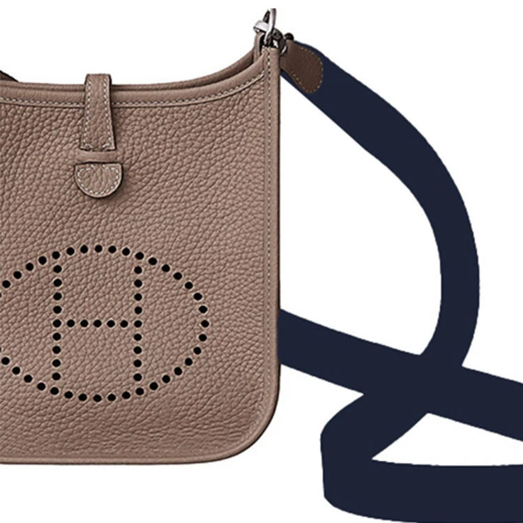 商品[国内直发] Hermes|爱马仕 Evelyne 16 伊芙琳银扣深蓝色肩带 Taurillon Clemence皮革 斜挎单肩包 迷你 女款 大象灰/靛蓝色,价格¥24786,第7张图片详细描述