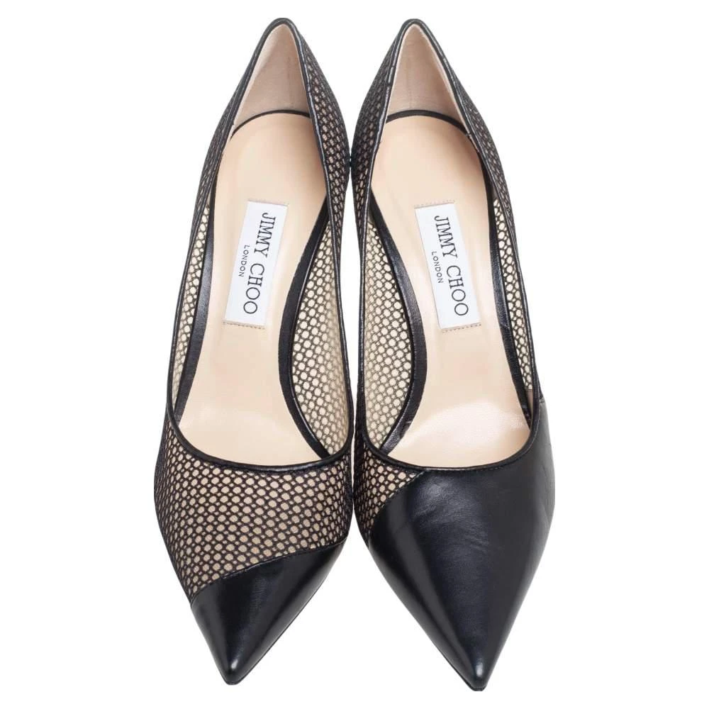 商品[二手商品] Jimmy Choo|Jimmy Choo Black Mesh and Leather Love Pointed-Toe Pumps Size 41,价格¥2108,第3张图片详细描述