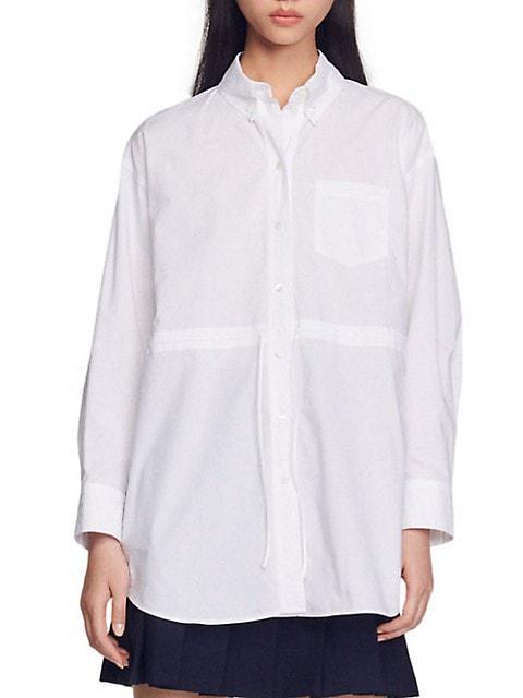 商品Sandro|Acre Cotton Poplin Button Down Shirt,价格¥1191,第1张图片